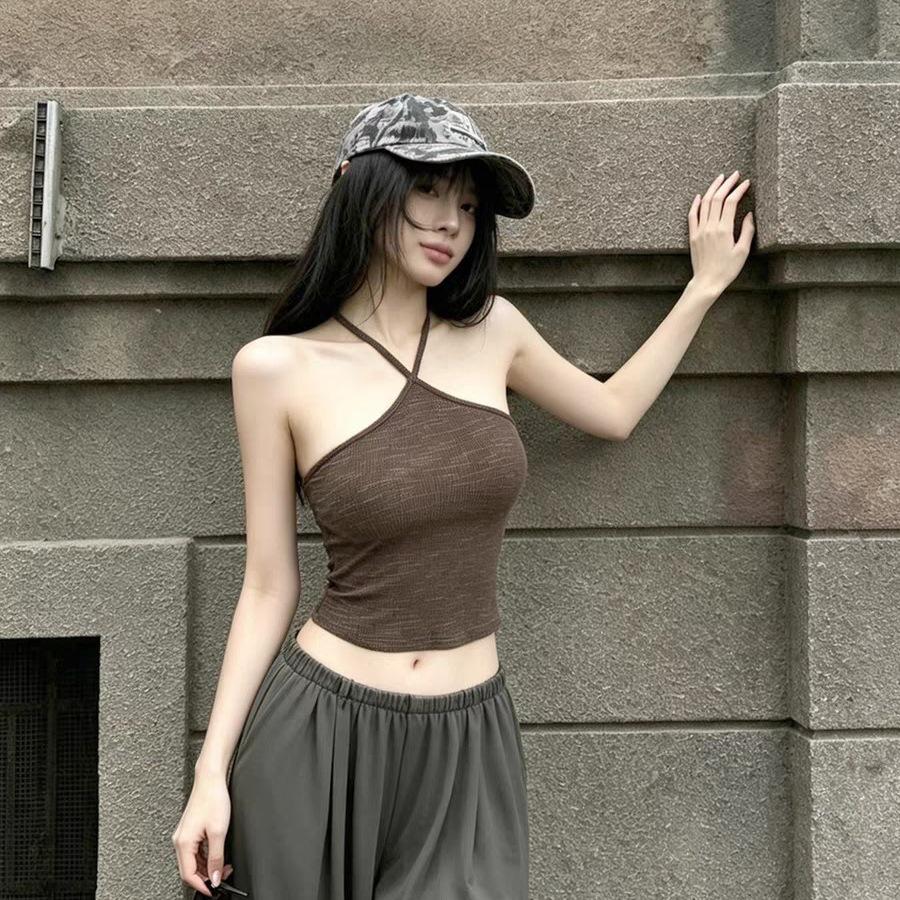 #Летний новый чистый стиль желаний топ-жилет на бретельках женский тонкий универсальный топ с нагрудной подушечкой
