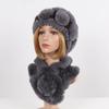 Новые женские зимние наборы шапка и шарф из натурального теплого меха кролика рекс, вязаные шапки и шарфы из натурального меха, муфта