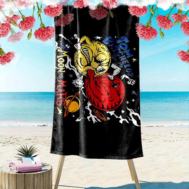 Moon Print Beach Towel, Large Soft Quick Dry Towel for Beach Camping Swimming