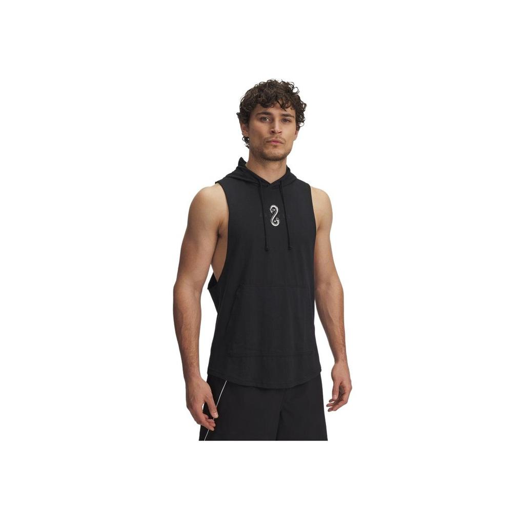 Under Armour Project Rock Series SS25 Brand Logo свободный крой без рукавов толстовка мужская топы черный 1389987-001