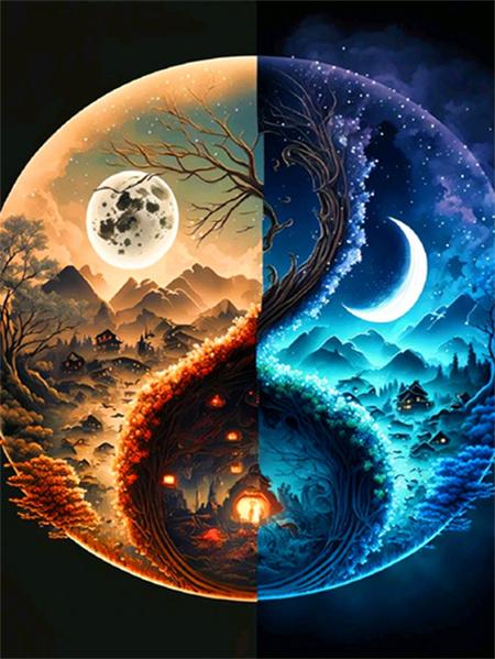 Коллекция алмазной живописи 2023 года «Пейзаж четырех сезонов» Квадратная/круглая вышивка Мозаика Лунный пейзаж Домашний декор