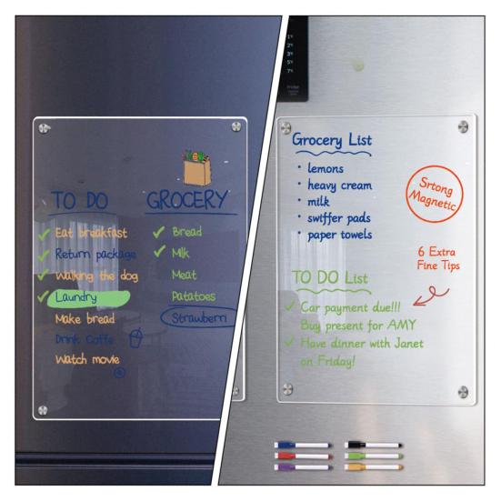 Yousheng Акриловая магнитная доска для заметок Сухостираемая записная книжка для холодильника с сильными магнитами Устойчивый к царапинам календарь для планирования для кухни офиса