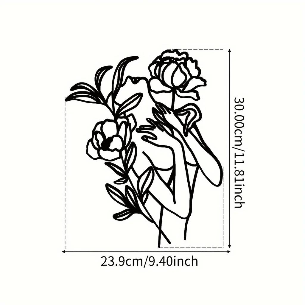 Flower Woman Metal Wall Art - Abstract Floral Design, Modern Wall Décor, Stylish Metal Wall Hanging for Elegant Home Decoration