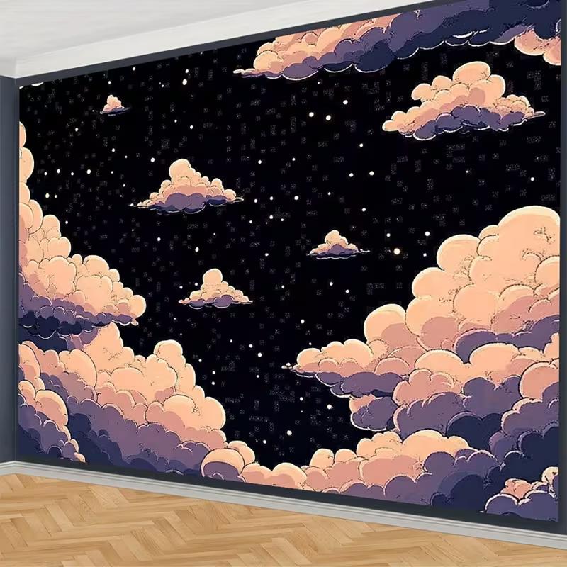 2D Причудливое Звездное Небо Облака Фон Аниме и Каваи Эстетика Фотосессия Фон
