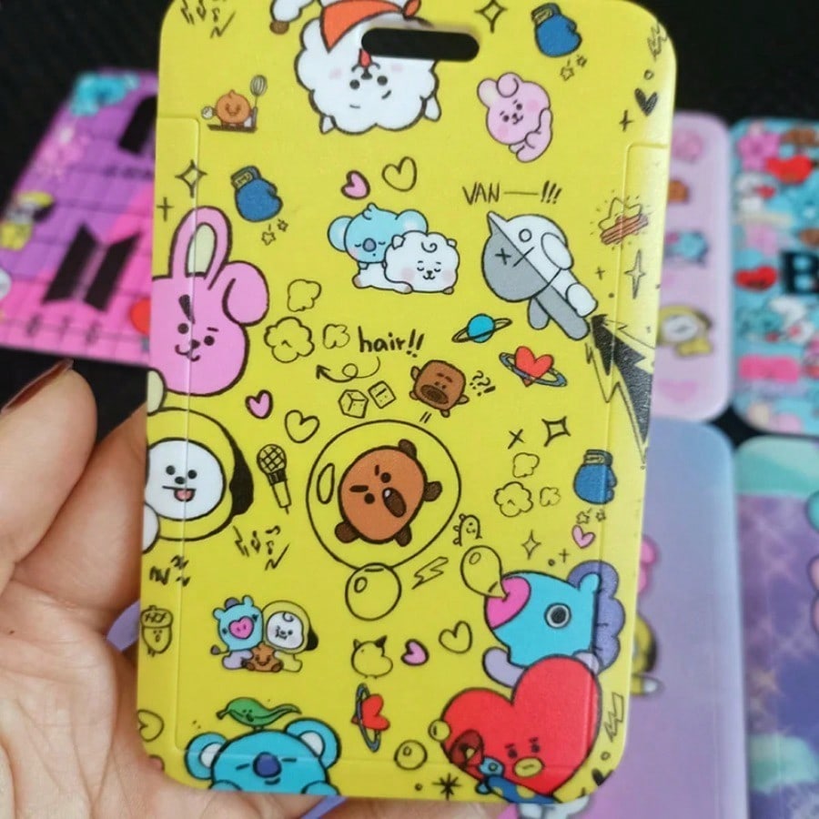 LINE FRIENDS BT21 Kpop Аниме Мультфильм Шнурок Брелок с Держателем для Карт из АБС-пластика для Карточек на Питание, Транспортных Карт и ID-Карт