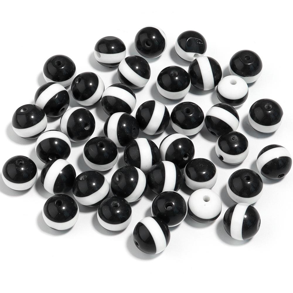 50Pcs/Lot Acrylic Beads 8 10mm Tri Color Stripe Large Hole Round Beads For Charm Bracelet Phone Chain Diy Jewelry Making