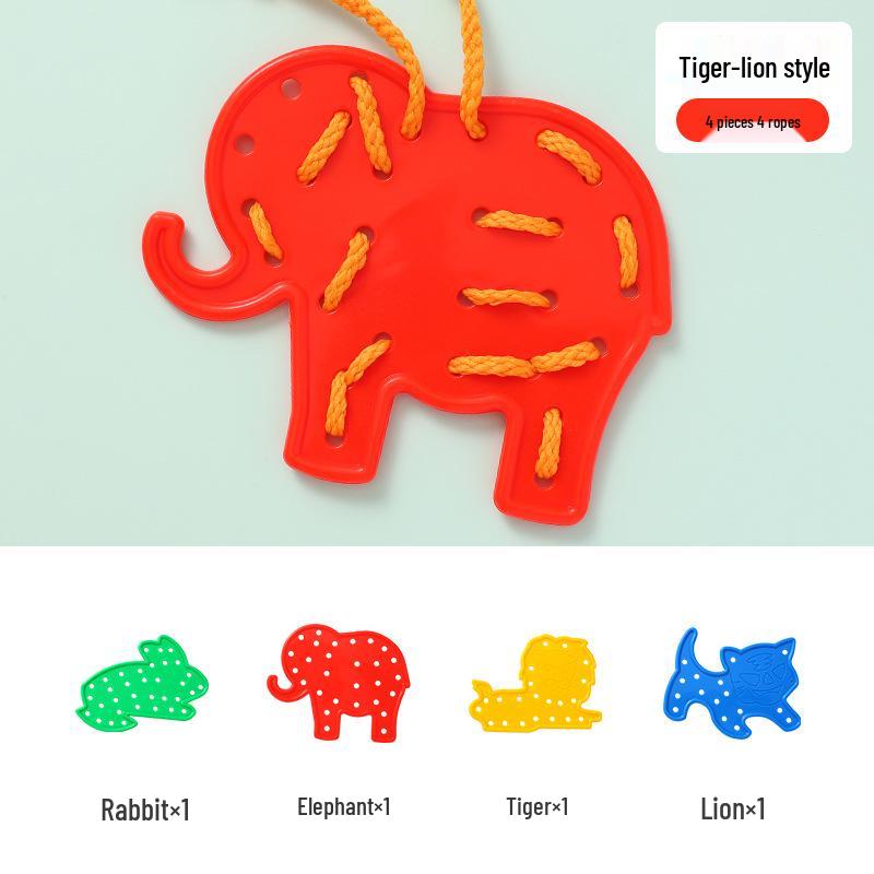 Детские бусины для шнуровки в виде животных, развивающая игрушка для мелкой моторики