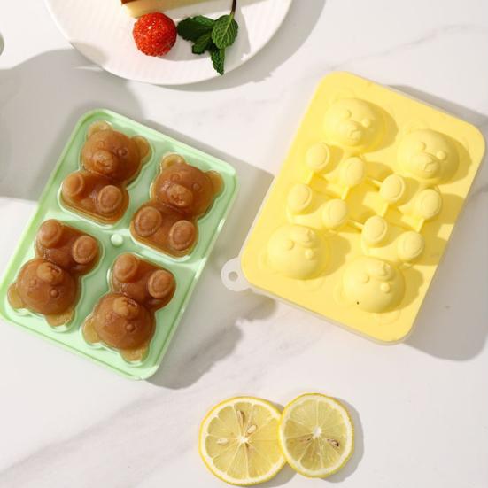 Форма для кубиков льда в форме медведя, форма для изготовления льда, пищевой гибкий силиконовый поднос для льда для напитков, конфет, шоколада