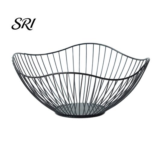Heavy-duty Fruit Holder Metal Wire Basket Decorative Stand for Kitchen Countertop Home Storage Organizer Decor Single Tier Iron Serving Bowl