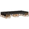 Outdoor Sofa Set with Cushions 11 Pcs Natural and Black