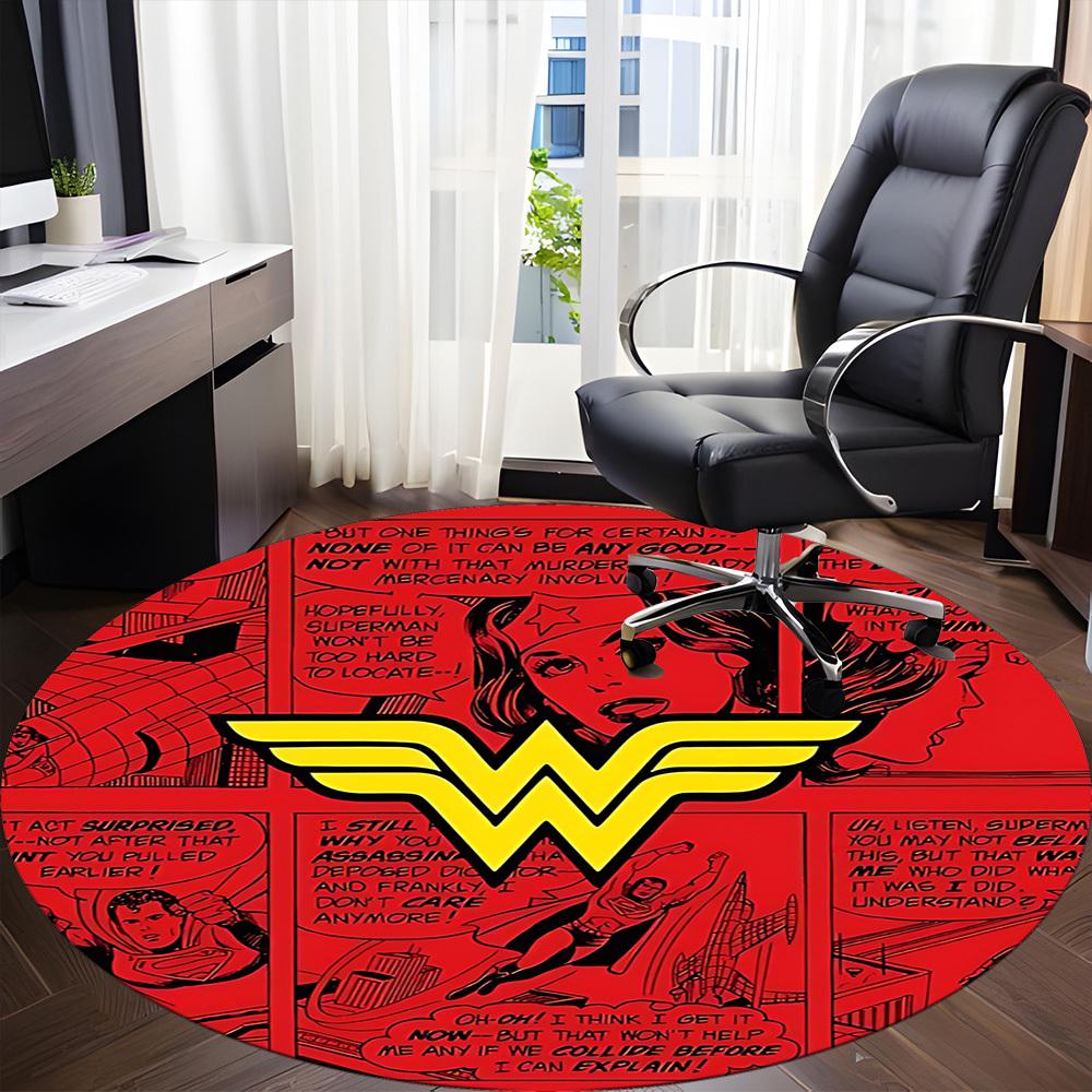 1 шт. Круглый ковер Wonder Woman Superman для офиса, под офисные стулья, спальни, гостиной, домашний декор, декор комнаты, доступен в различных размерах