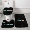 3 Pcs/set of Solid Color Bathroom Mat Set Fluffy Bristles Bath Blanket Modern Toilet Cover Blanket Set Rectangle