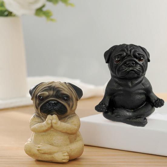 Медитирующая фигурка собаки из смолы, статуя французского бульдога, йога, щенок, скульптура животного, домашний офис, настольный сад, украшение, орнамент