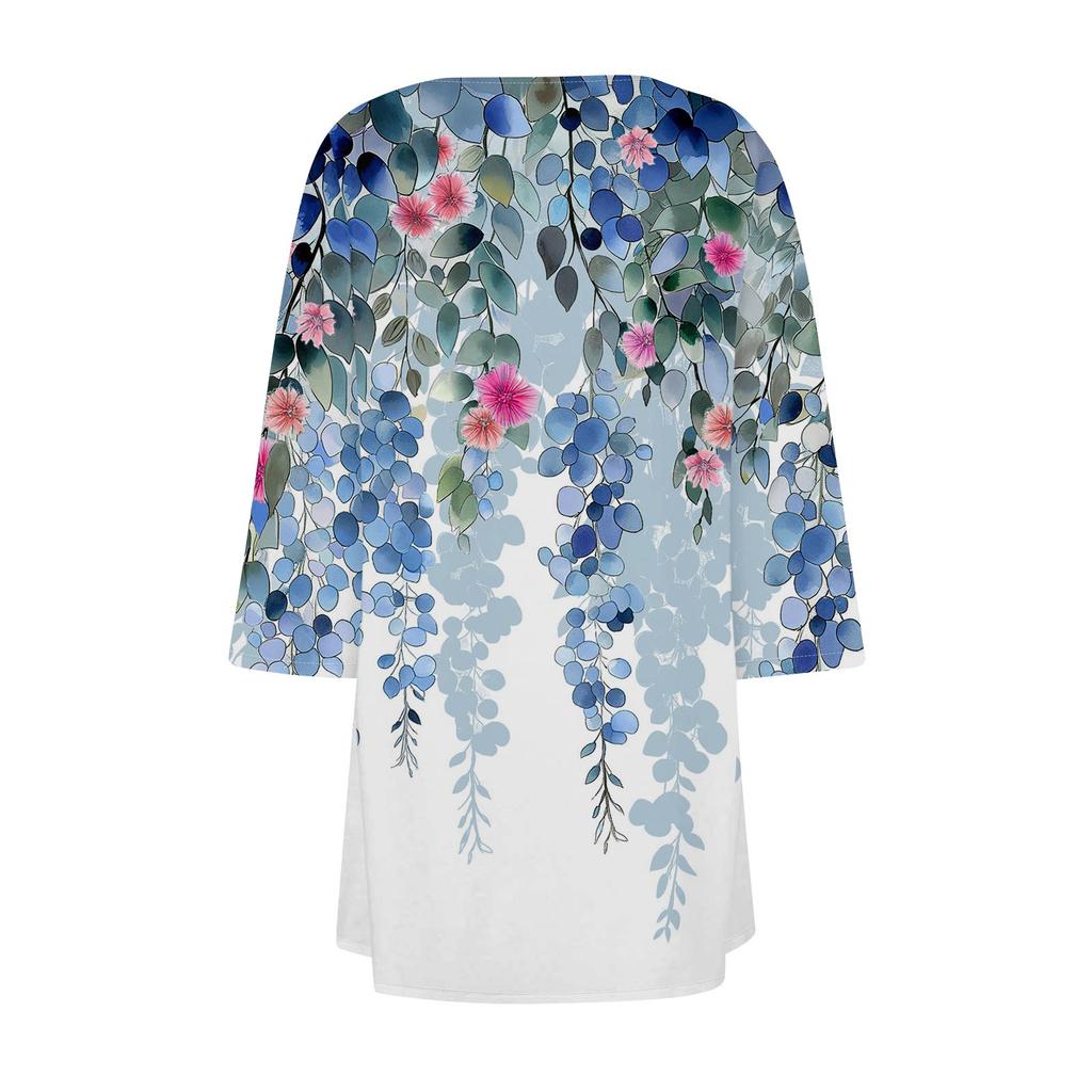 Женский кардиган с нестандартным принтом и рукавами 3/4, повседневная накидка с карманами