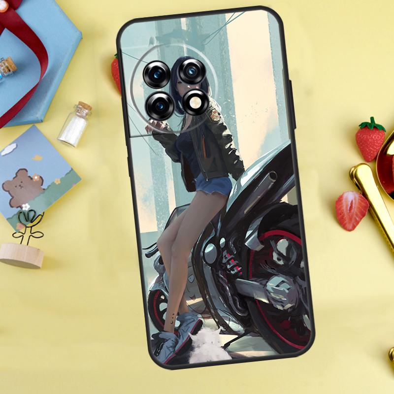 Чехол для телефона OnePlus с рисунком девушки-мотоциклистки из аниме 13R 12R 13T 15 13 12 11 10 9 10R 10T 8T Nord 5 CE 4 2 3 Lite N20 N30