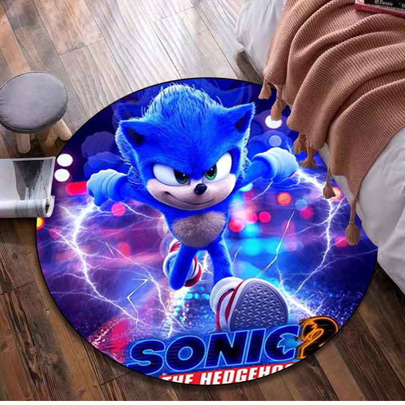 Sonic The Hedgehog Circular Rug - Office Decorative Carpet For Living Room Bedroom Door Mat Floor Rug Computer Chair Area Rug