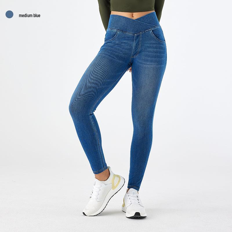 Женские узкие джинсы с завышенной талией и дизайном в виде кошачьих ушек, корректирующие фигуру