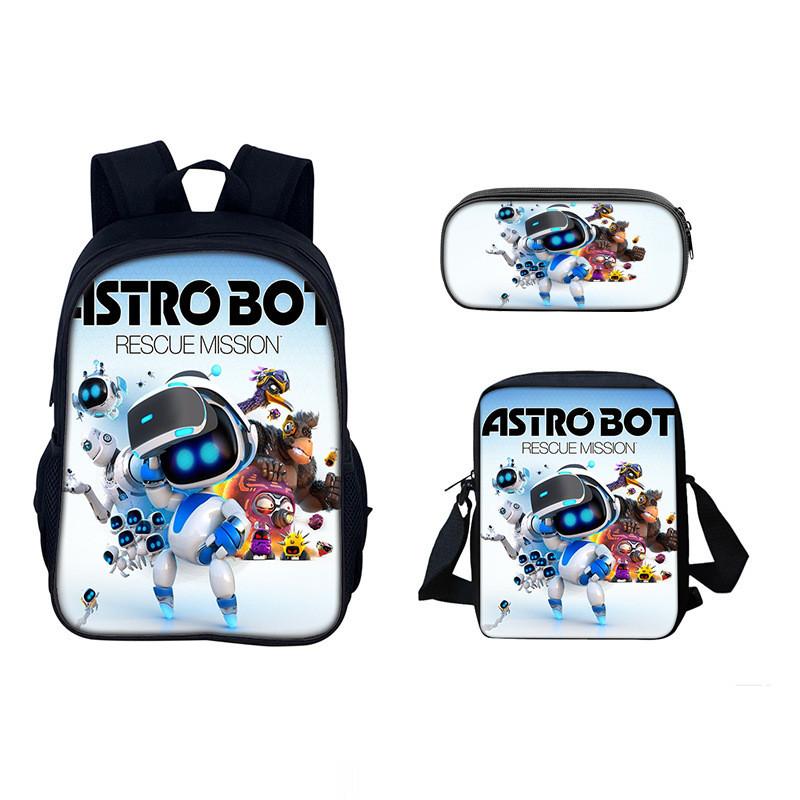 Astro Bot Space Robot Kids School Backpack Set With Cartoon Print For Elementary Students