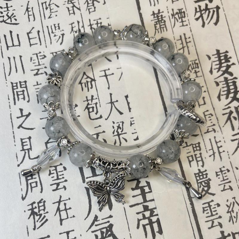 Браслет из бисера в китайском стиле, милый, изысканный, с подвеской в виде бабочки, браслеты для женщин, девочек, ювелирные изделия, аксессуары