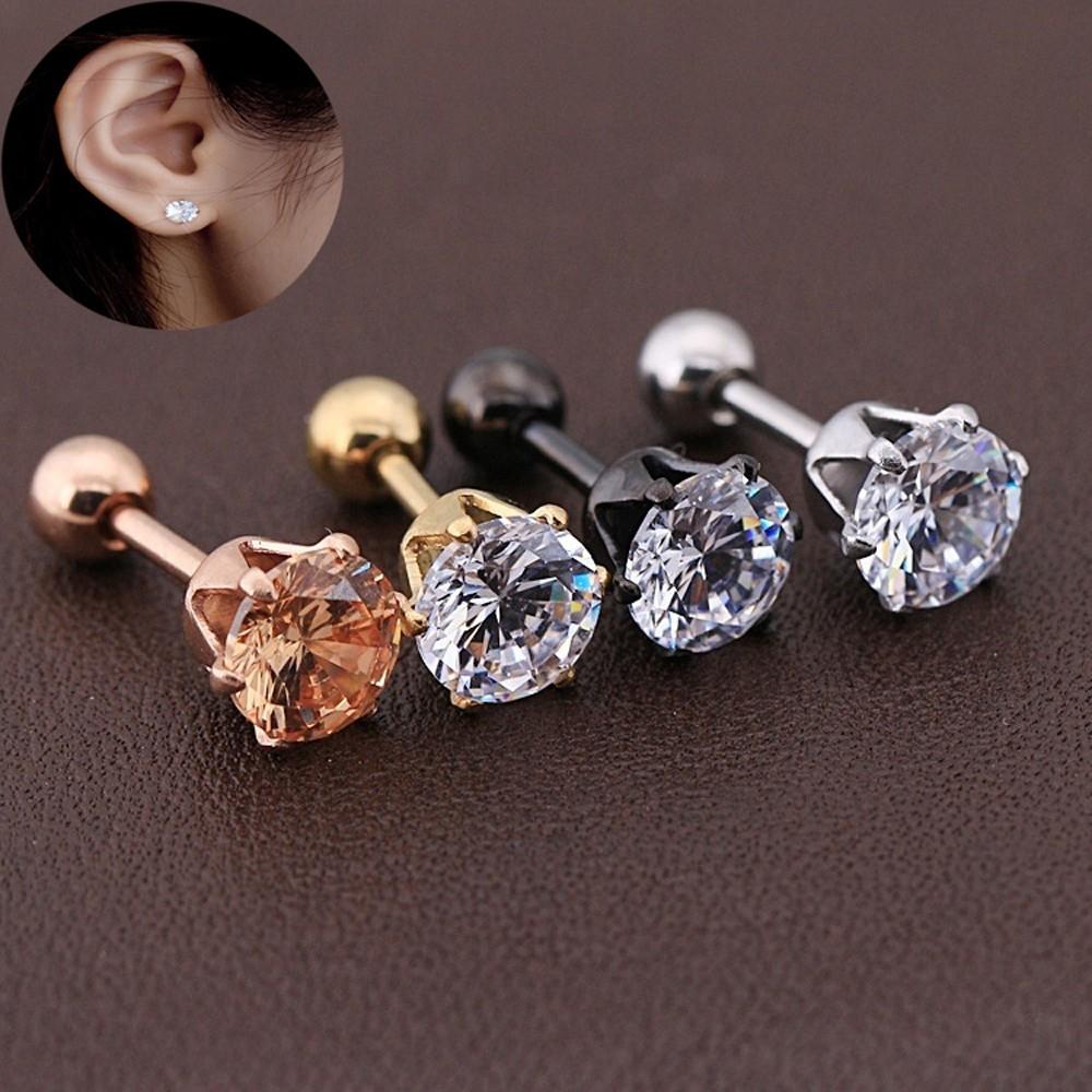 1pcs Fashion Drop Jewelry Women Ear Stud Titanium Steel Cubic Zirconia Earrings