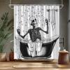 Забавная шторка для душа с черепом Черно-белый скелет Ванна Жуткий Крутой Хэллоуин для мужчин мальчиков Готический набор штор для ванной с