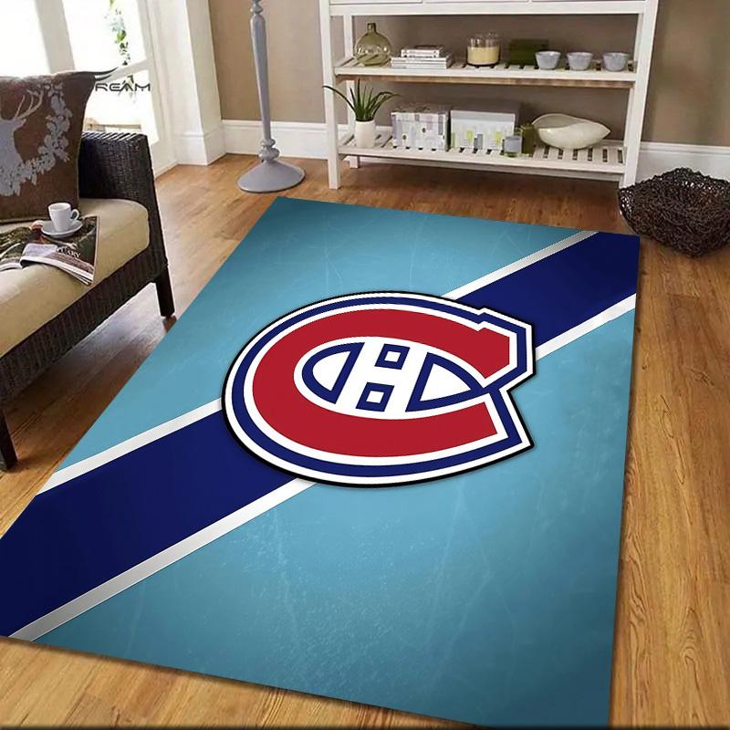 Квадратный ковер с фланелевым узором Montreal Canadiens, Ковер для гостиной, спальни, дивана, игровой комнаты, Нескользящий коврик для пола