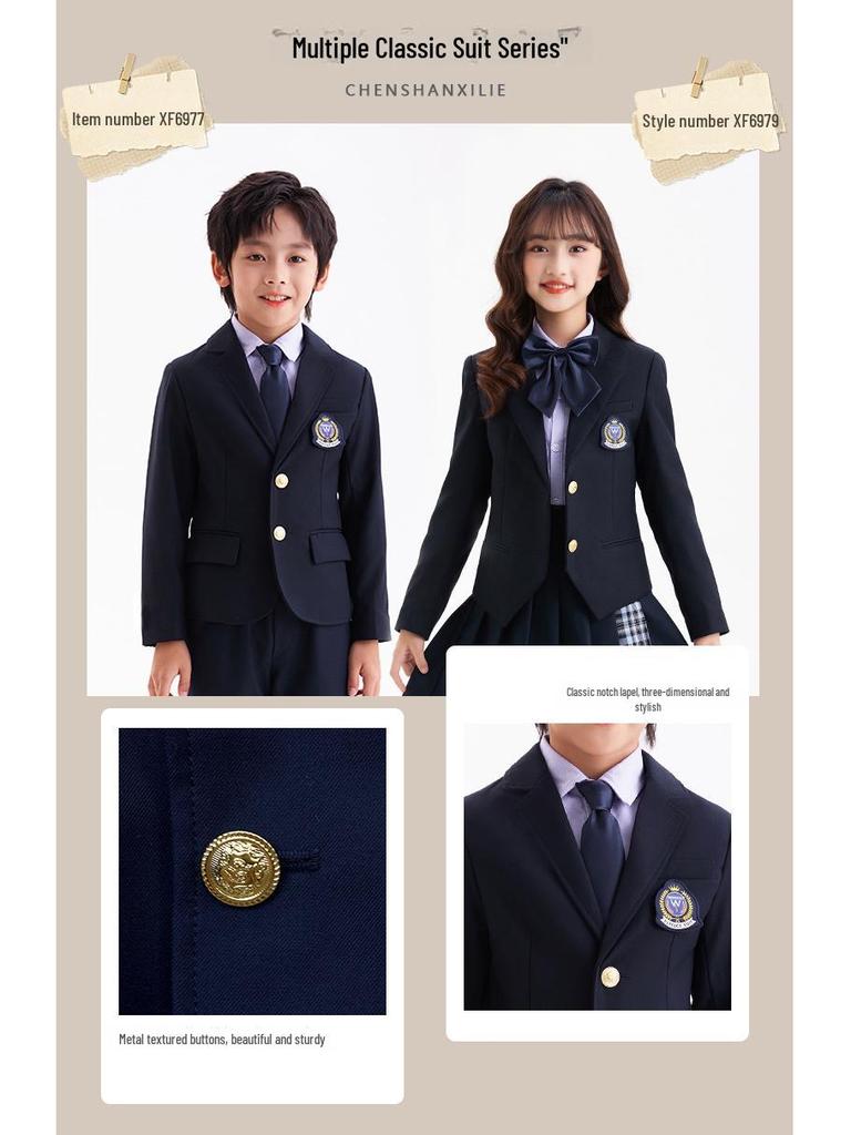 Детская школьная одежда: Блейзеры в британском стиле, Детсадовская и школьная форма, Сезонная классная одежда и Платья для ведущих