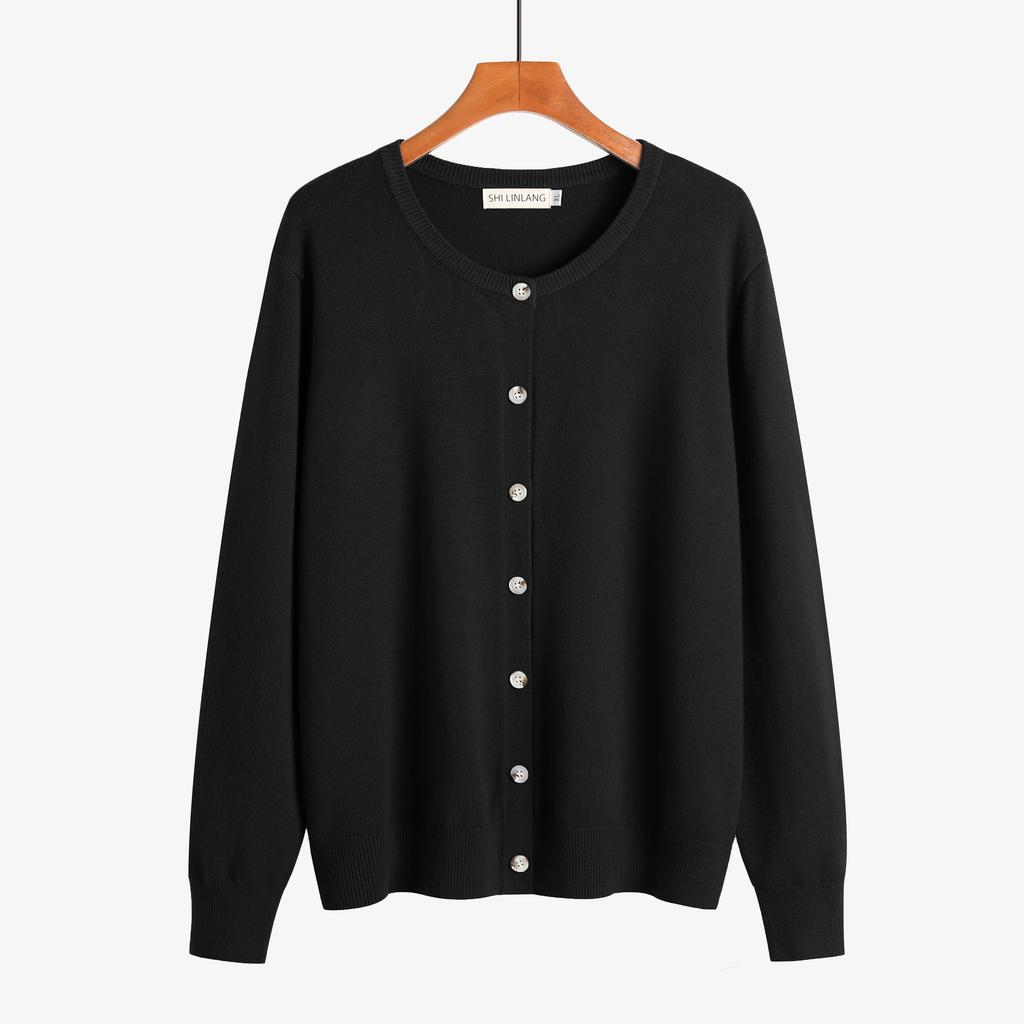 Women's Knit Cardigan Sweaters Lightweight Spring Fall Outfits Business Casual Soft Tops Long Sleeve Button Up Sweaters Crewneck Cardigan for Women