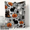Ultra Soft Flannel Blanket - Spooky Halloween Throw with Ghosts, Black Cats, Jack-O'-Lanterns & Haunted Houses - Cozy All-Season Bedspread or Couch Co