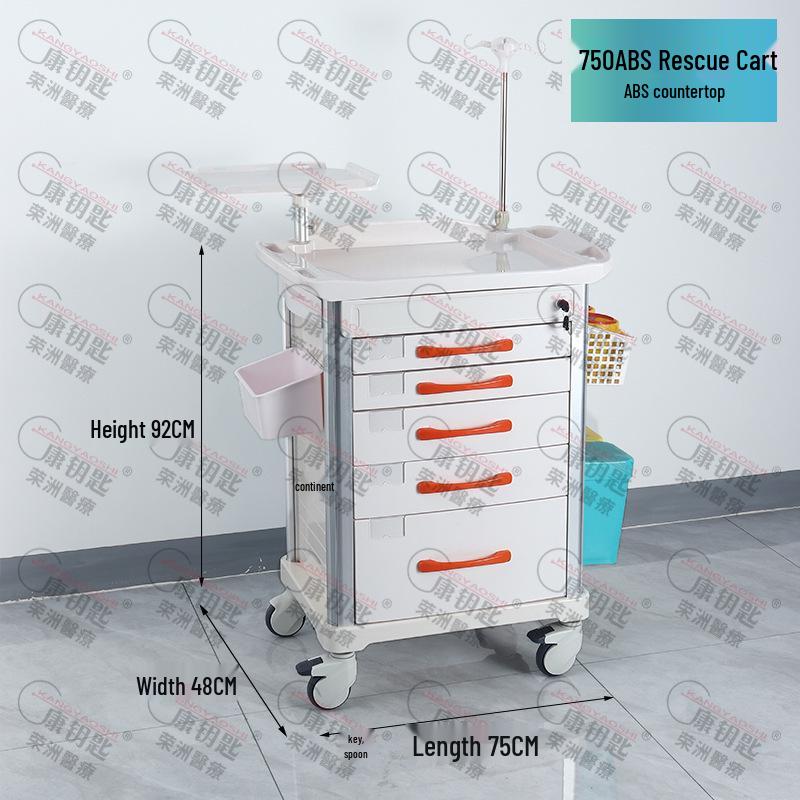 ABS Anesthesia & Infusion Multifunctional Rescue Trolley with Single/Double Door and Five Drawers
