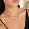 GEMCHIC Женское ожерелье-цепочка на ключицы из нержавеющей стали с розовым и белым кристаллами, Модный дизайн для повседневной носки
