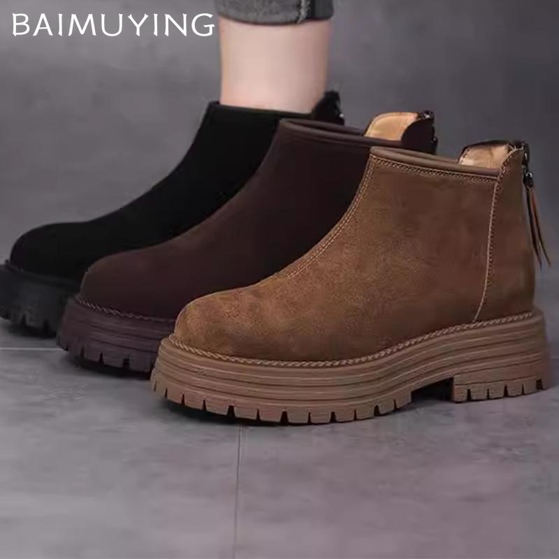 Замшевые женские ботильоны на платформе, высокие каблуки, модная обувь для женщин, тренд 2025 года, зимние новые прогулочные удобные спортивные повседневные зимние ботинки Femme