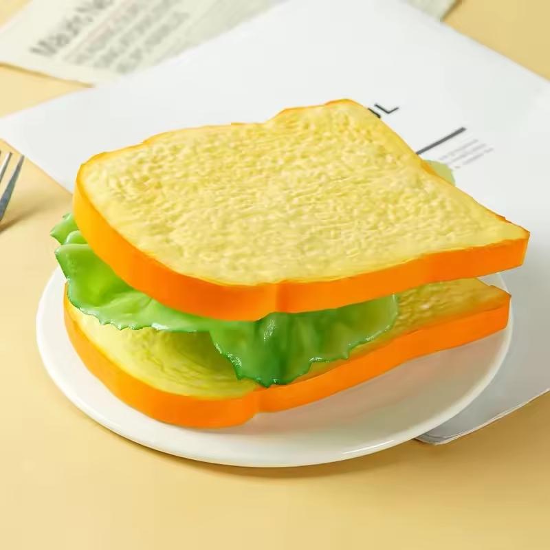 Artificial Toast Slice Bread PU Soft Simulation Model Sandwiches Fake Toys Photo Props Home Decor 4pc/lot