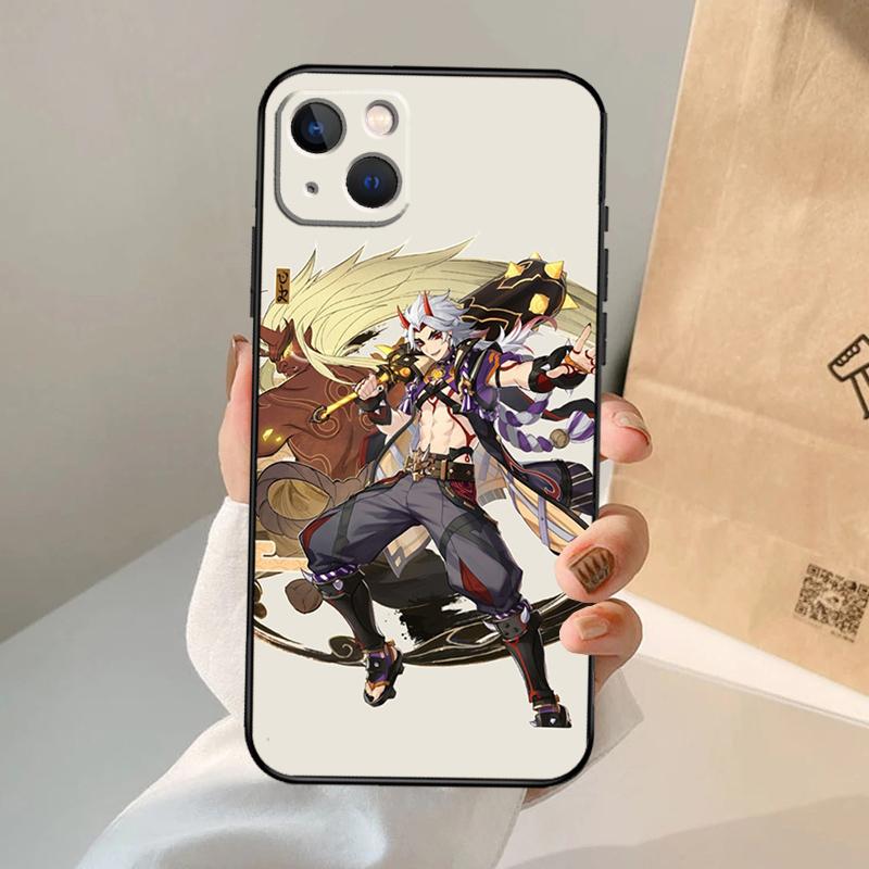 Чехол для телефона Genshin Impact Аратаки Итто Для iPhone 17 Air 16 15 14 11 12 13 Pro Max 12 13 mini 15 16 Plus 16e Защитный чехол Coque