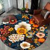 Dark Vintage Wildflower Round Rug Boho Colorful Floral Starry Night Non-Slip Soft Mat Morden Home Decor Carpet for Living Room