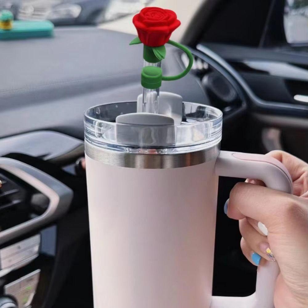 Heat-resistant Rose Flower Straw Cover Dust Proof Straw Covers Cap for Stanley Cup