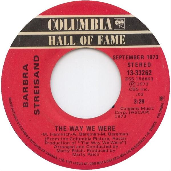 Пластинка 7 дюймов БАРБРА СТРЕЙЗАНД The Way We Were All In Love Is Fa 1333262 Columbia Канада Поп Б/у