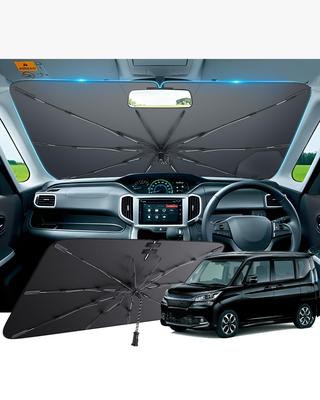 Эксклюзивный солнцезащитный козырек для лобового стекла Mitsubishi Delica 2-го поколения. Аксессуар для автомобиля Delica D2. Модель без центральной стойки. Ручка-шнур для выдвижения.