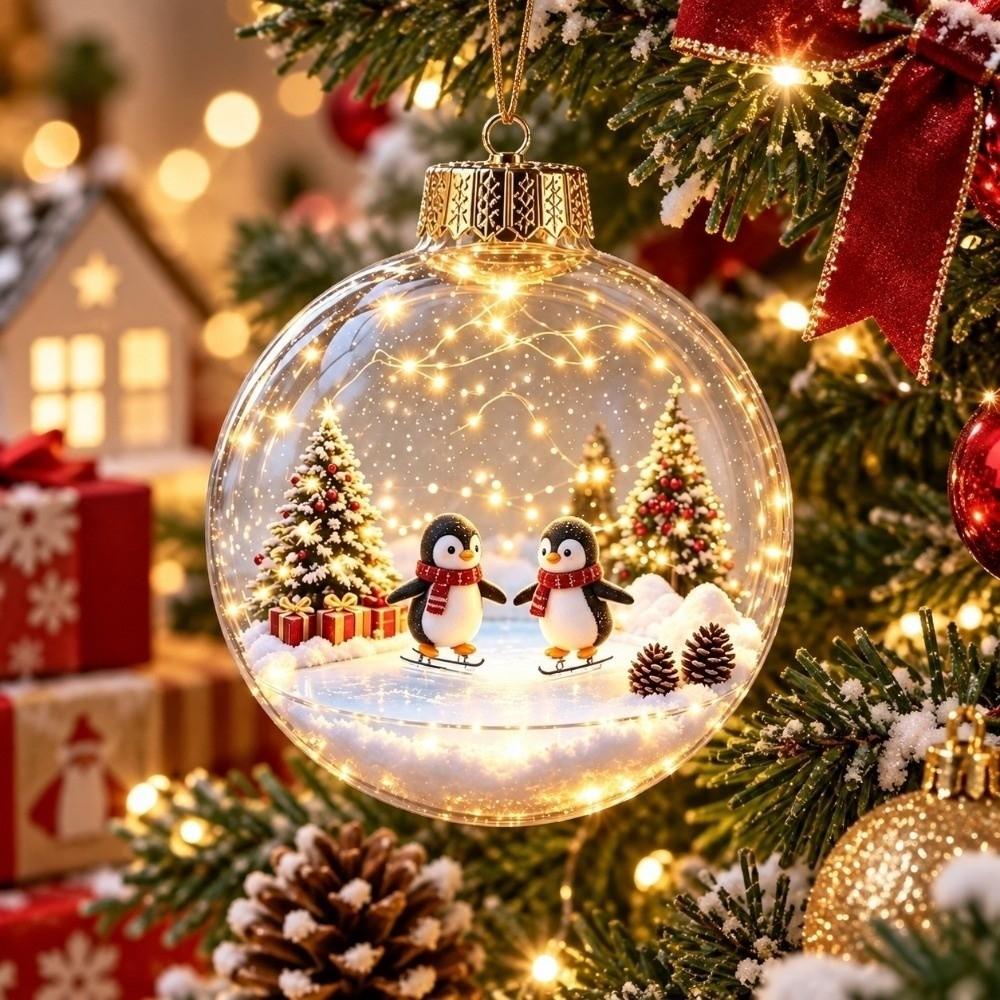 2D Flat Pattern Christmas Ball Ornament Transparent Clear Sphere Bauble Family Gathering