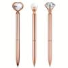 Набор шариковых ручек Rose Gold - Стильные металлические ручки с хрустальными акцентами - Идеально для студентов, офиса, подарков и свадеб
