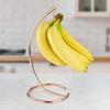 Modern Fruit Basket with Banana Hanger, Stainless Steel Fruit Bowl Stand for Kitchen Countertop, Decorative Fruit Storage