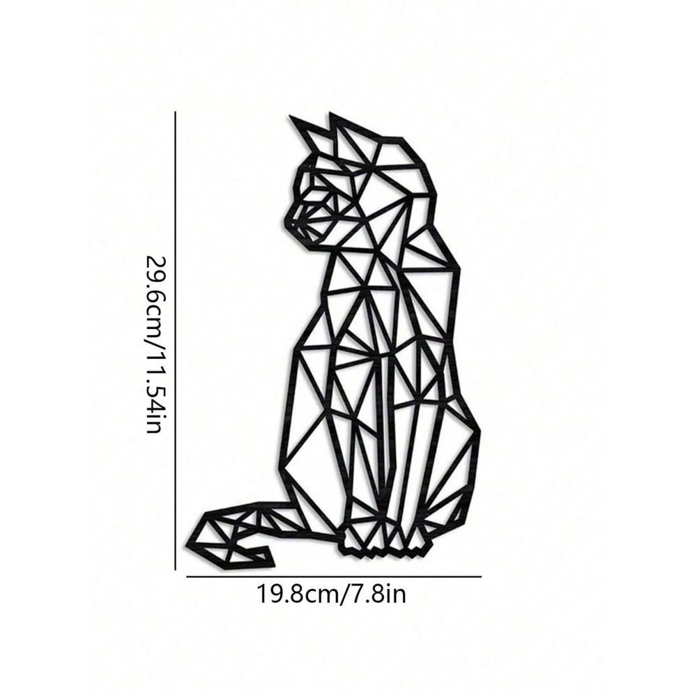 Кованое Железо Настенный Декор Искусство Геометрический Кот Металл Лазерная Резка Многоугольник