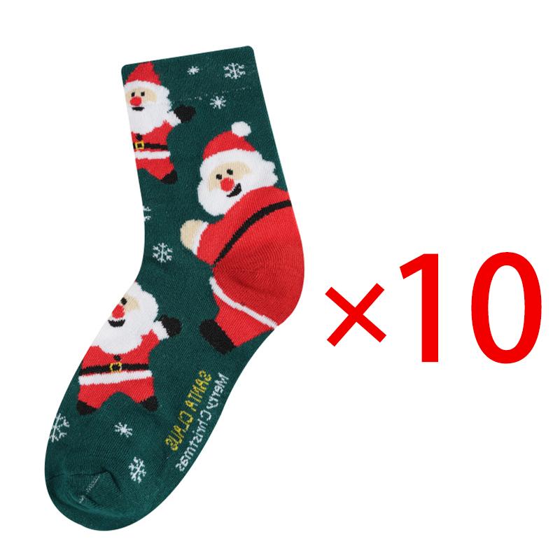 10 пар рождественских носков женские осенне-зимние теплые носки снеговик лось пряничный человечек милые мультяшные носки до середины икры Санта-Клаус