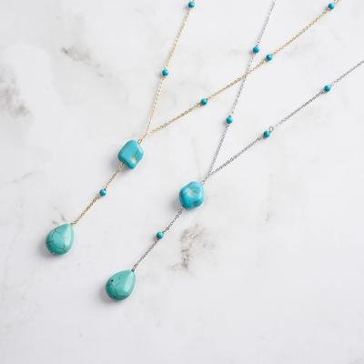 925 Sterling Silver Y-Shaped Turquoise Long Tassel Necklace | MLSTN50 MILO Luxury Boho Jewelry for Women