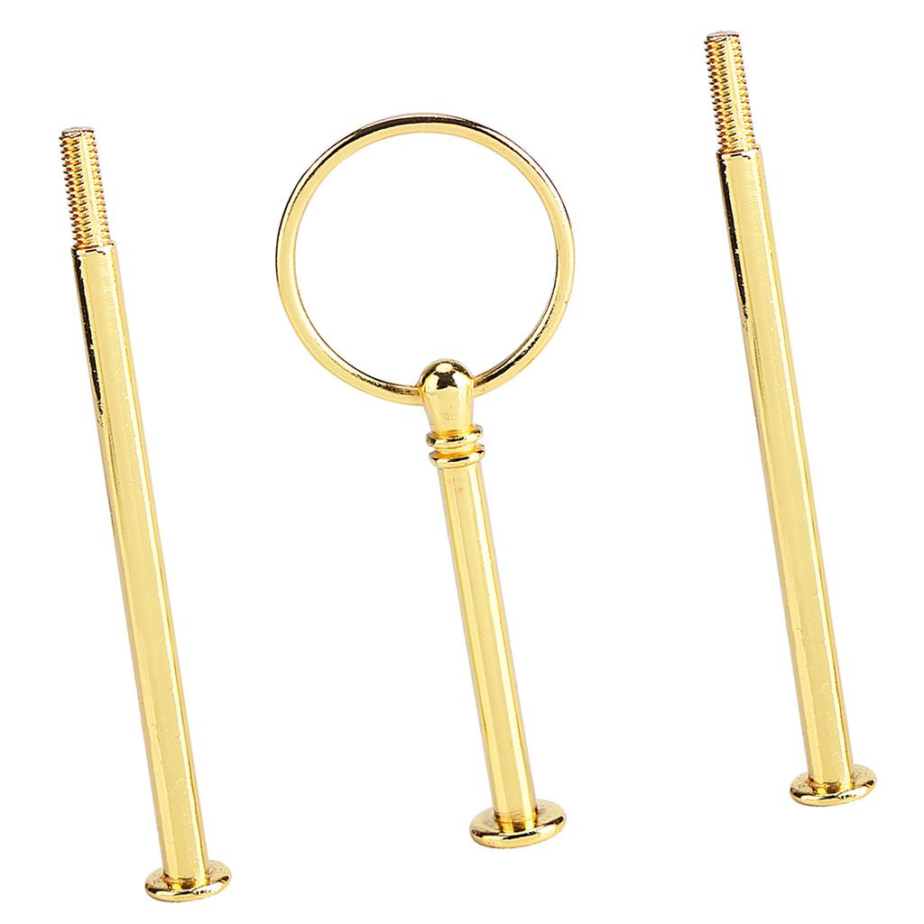 Multi Tiers Cake Tray Stand Handle Fruit Plate Hardware Fitting Holder(3-tiers Round Gold)