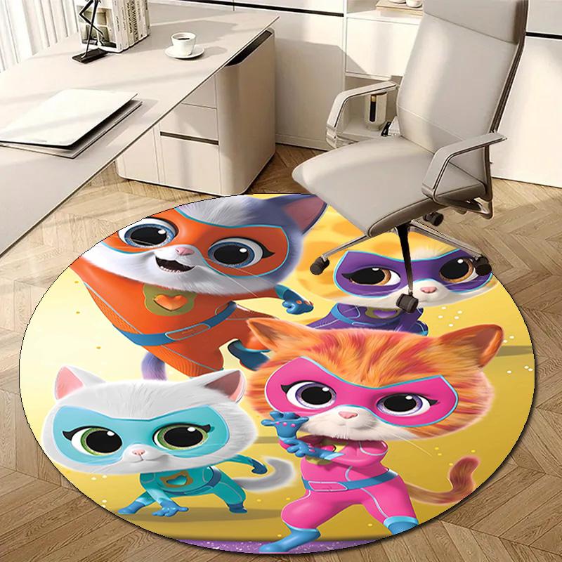 1pc Super Kitties Adventures1 Design Printed Area Round Carpet for Bedroom Living Room Home Decor Rugs Mat Non Slip Mat Rug for Bedside