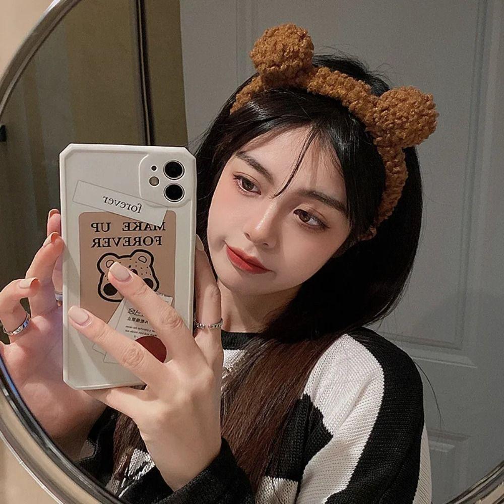 Плюшевые медвежьи ушки, повязки для волос, цветные обручи для волос, милые плюшевые повязки для девочек