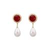 Korean Imitation Pearl Dangle Earrings for Women Vintage Elegant Gold Color Temperament Earrings Wedding Jewelry Party Gifts