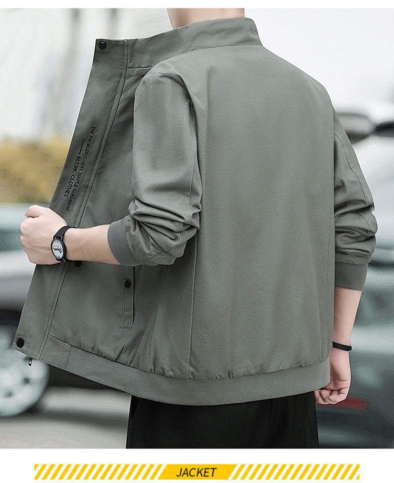 Men's Trendy Stand Collar Embroidered Jacket - Loose Fit, Velvet-Lined, Perfect for Casual Autumn/Winter.