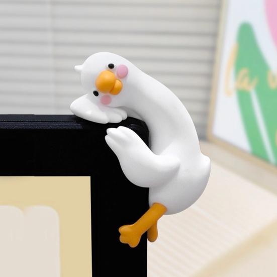 3D Украшение в виде утки из смолы, мультяшная мини-фигурка утки, украшение для монитора компьютера или телевизора, коллекционное, для подарка друзьям, для дисплея на экране автомобиля